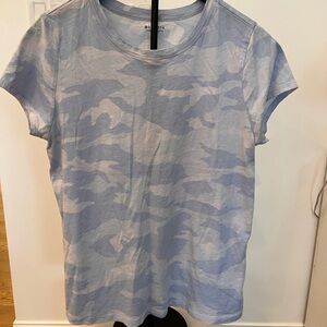 Athleta Light Blue Camouflage Short Sleeve Tee